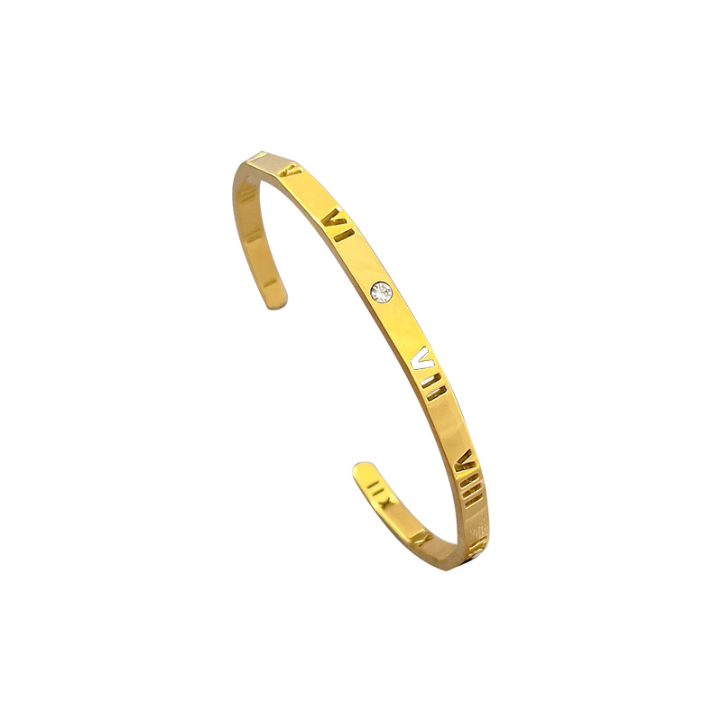 【 All-titanium Steel 】 European and American INS style digital titanium steel bracelet, minimalist cross-border retro fashionable stainless steel jewelry Item Picture