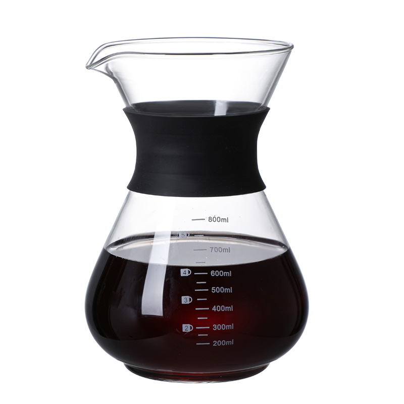 Boya Glass hand-brewed coffee pot set, household drip filter cup, filter screen sharing pot, silicone round-bottomed coffee pot Item Picture
