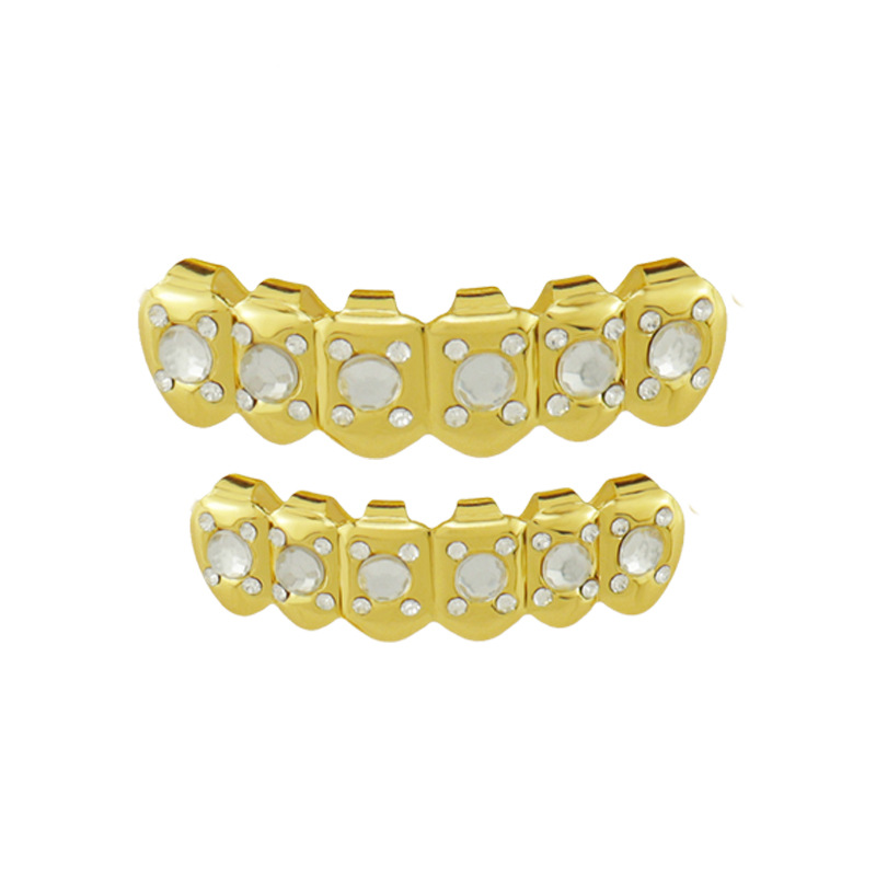 Ins-style cross-border single hollowed-out braces, Halloween hip-hop costume braces, 18K gold-plated vampire sharp braces full figure