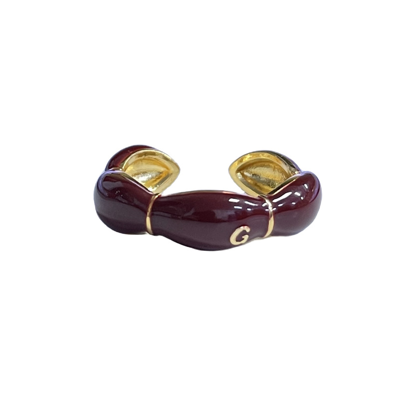 Dark fashion red drip glaze irregular flower smiling girl on Instagram cold style hot girl sweet cool open ring ring Item Picture