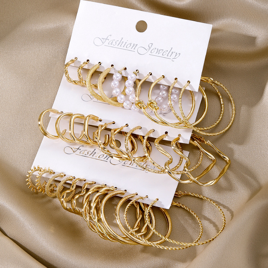 Cross-border bestseller metal twist chain earrings set creative simple earring geometric earrings earrings full figure
