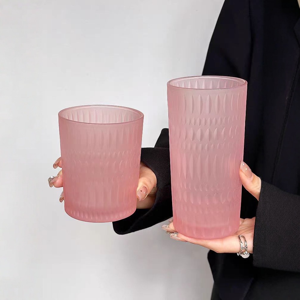 Ins-style embossed glass cups, Nordic light luxury retro household water cups, juice cups, milk beer glasses, whisky glasses Specification drawing
