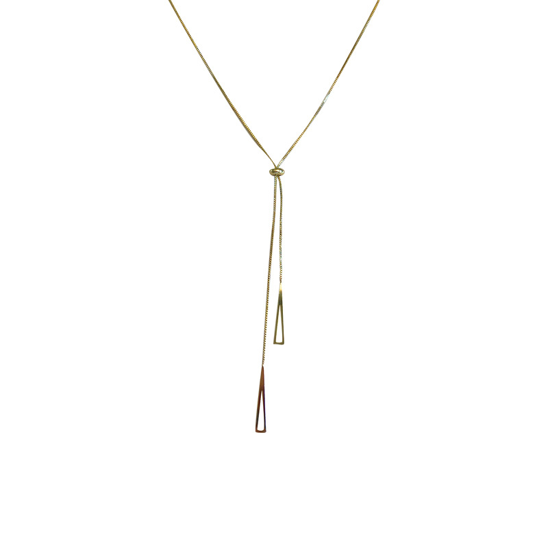 Geometric triangle necklace for women's trendy autumn and winter, long tassel accessory, light luxury and niche decorative sweater chain, ins Item Picture