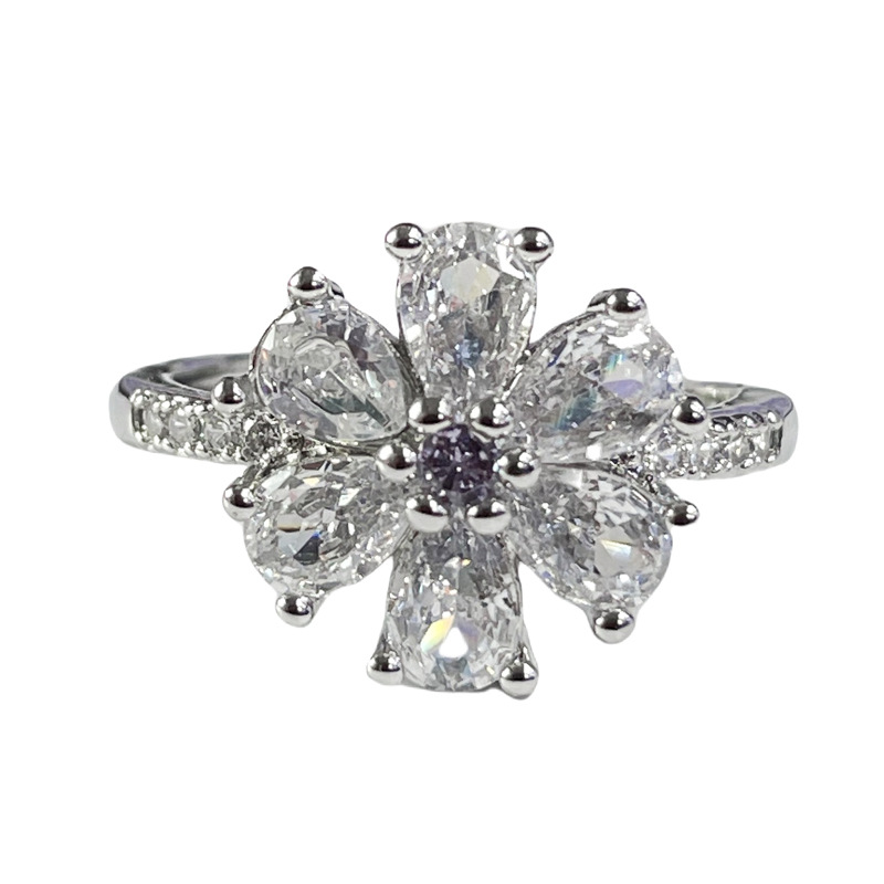 French niche light luxury cold style wing flower opening ring, versatile for women, fashionable, sweet, cool and high-end ring trend Item Picture