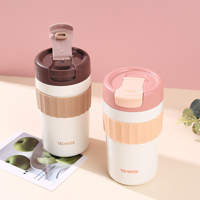 Wholesale of macaron-colored French stainless steel coffee cups, women's insulated cups with high appearance standards, portable student water cups details Picture