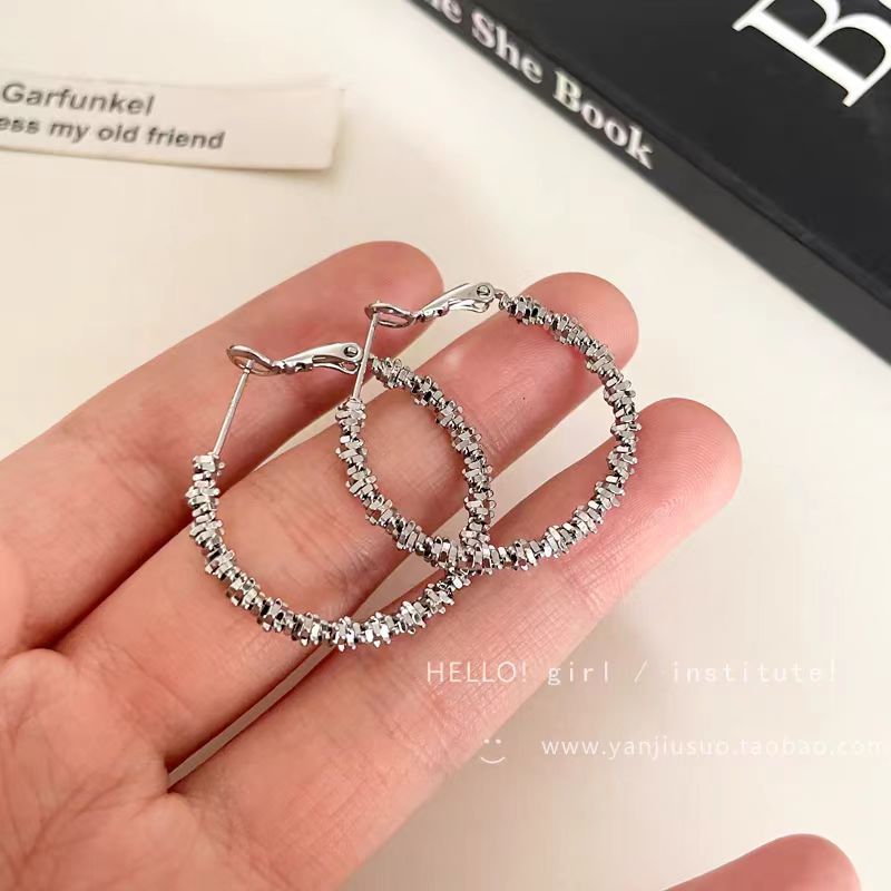 Silver ring earrings for women 2025 New bestseller, high-end and elegant circular earrings, exaggerated large ear rings from Europe and America Application Scenario