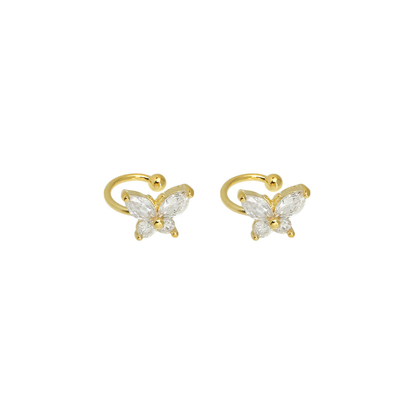 Exquisite zircon butterfly no-ear hole ear clips for women, new light luxury and niche design, ear bone clips, high-end earrings and earrings Item Picture