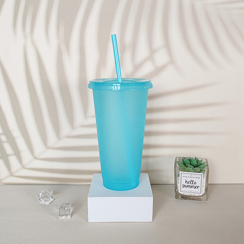 【 Processing and Customization 】 Creative water cup, sequined glitter, straw cup, plastic multi-specification straw design, straw cup Specification drawing