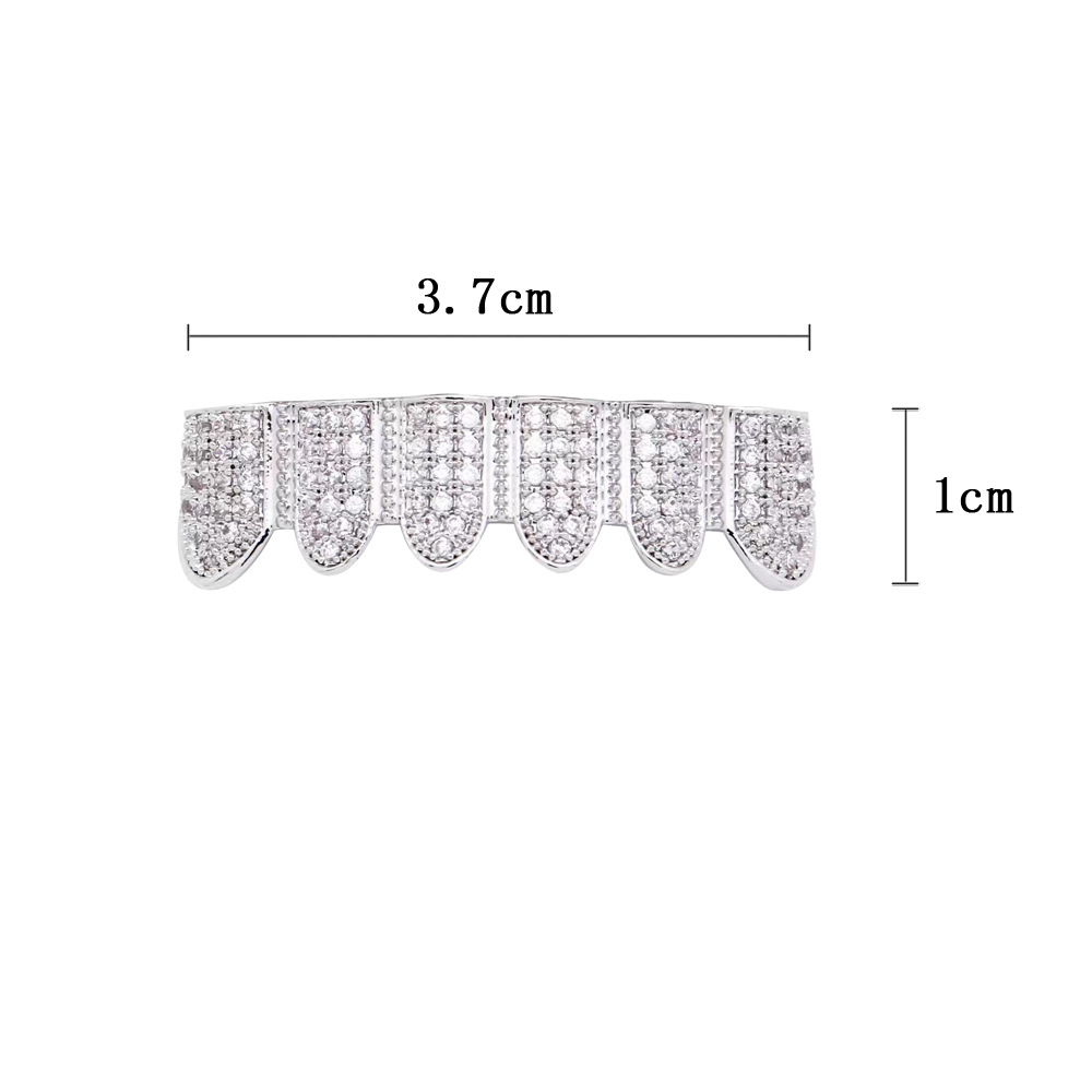 European and American hiphop zircon braces decoration Hip-hop braces zircon single teeth hip-hop braces Halloween braces decoration Specification drawing