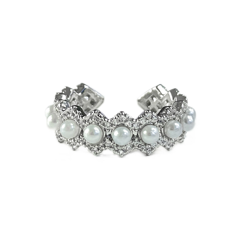 Pearl rings on Instagram, with a cold and high-end style, are a new trendy and popular open-mouth ring accessory for autumn and winter Item Picture