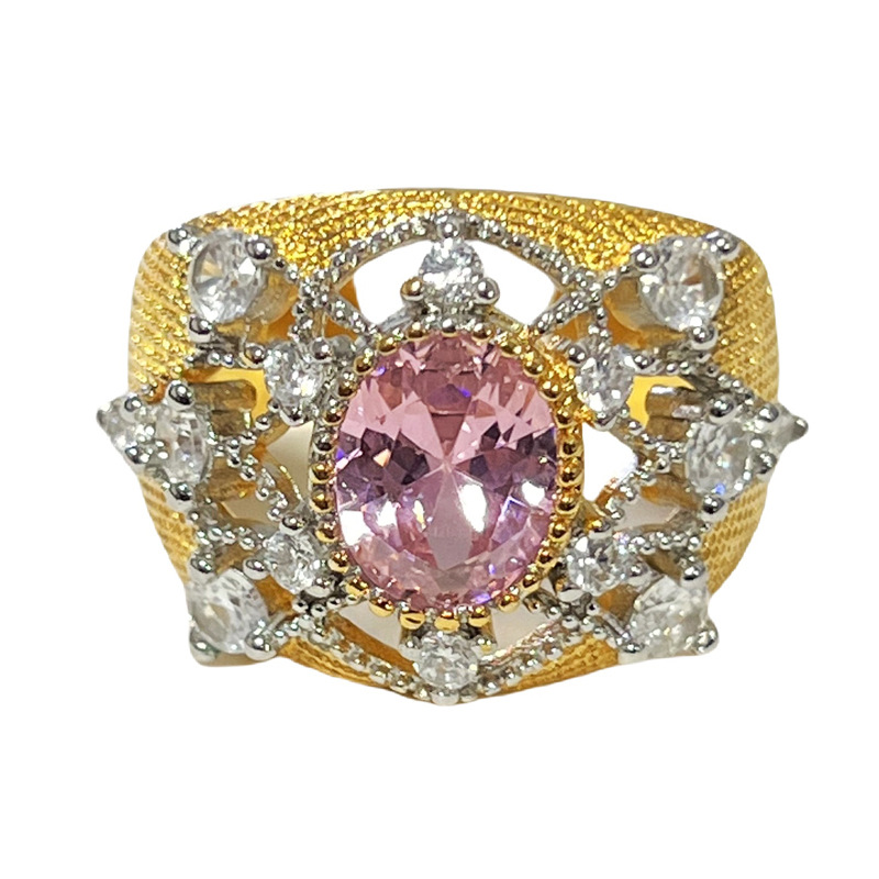 Sweet pink diamond crown butterfly exquisite and fashionable open ring for women, simple and versatile, unique and niche design sense ring Item Picture