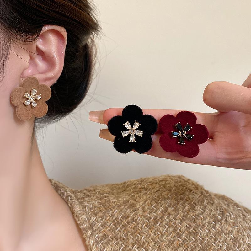 S925 Silver Needle Autumn and Winter flocked flower Earrings, a light luxury and niche design for women, exude a sense of sophistication and are versatile and personalized bestsellers Application Scenario