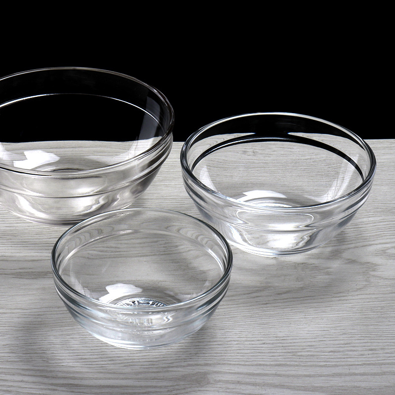 Wholesale of transparent glass salad bowls, hotel tea bowls, rice cake bowls, pudding dessert bowls, small essential oil mask bowls full figure