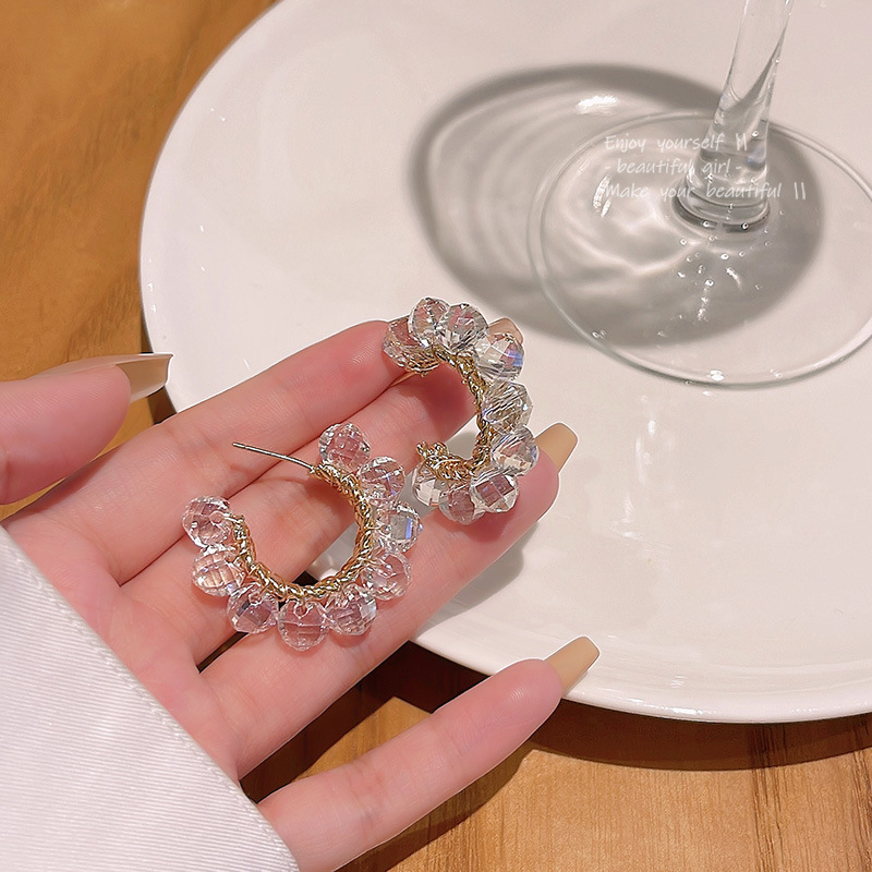 925 Silver Needle Light Luxury Exquisite Zircon C-shaped earrings, a cold and aloof style for women, with a high-end design sense and elegant temperament. Wholesale of internet-famous earrings full figure