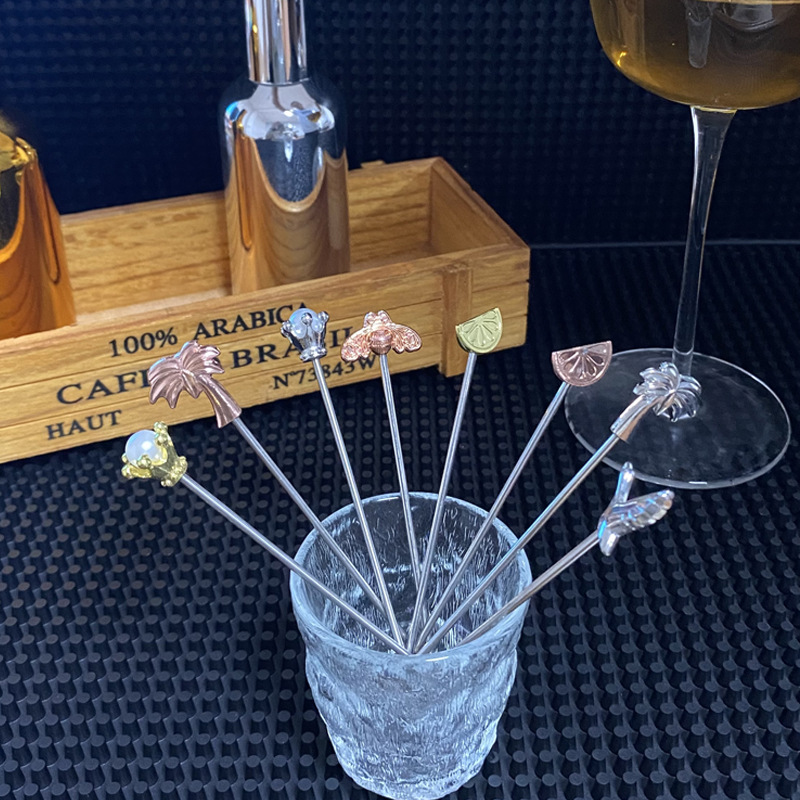 304 stainless steel cocktail needle, creative metal Martini olive wine label, bar fruit decoration needle Specification drawing