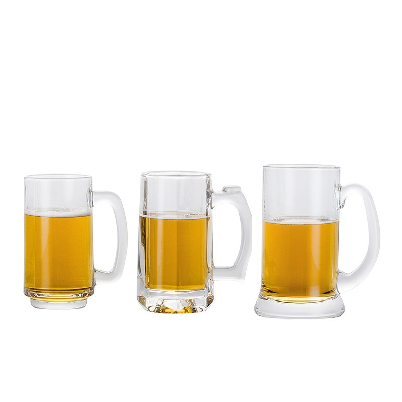 1L glass beer mug with handle, large-capacity hero cup, 1000ml draft beer cup, thickened glass handle cup Item Picture