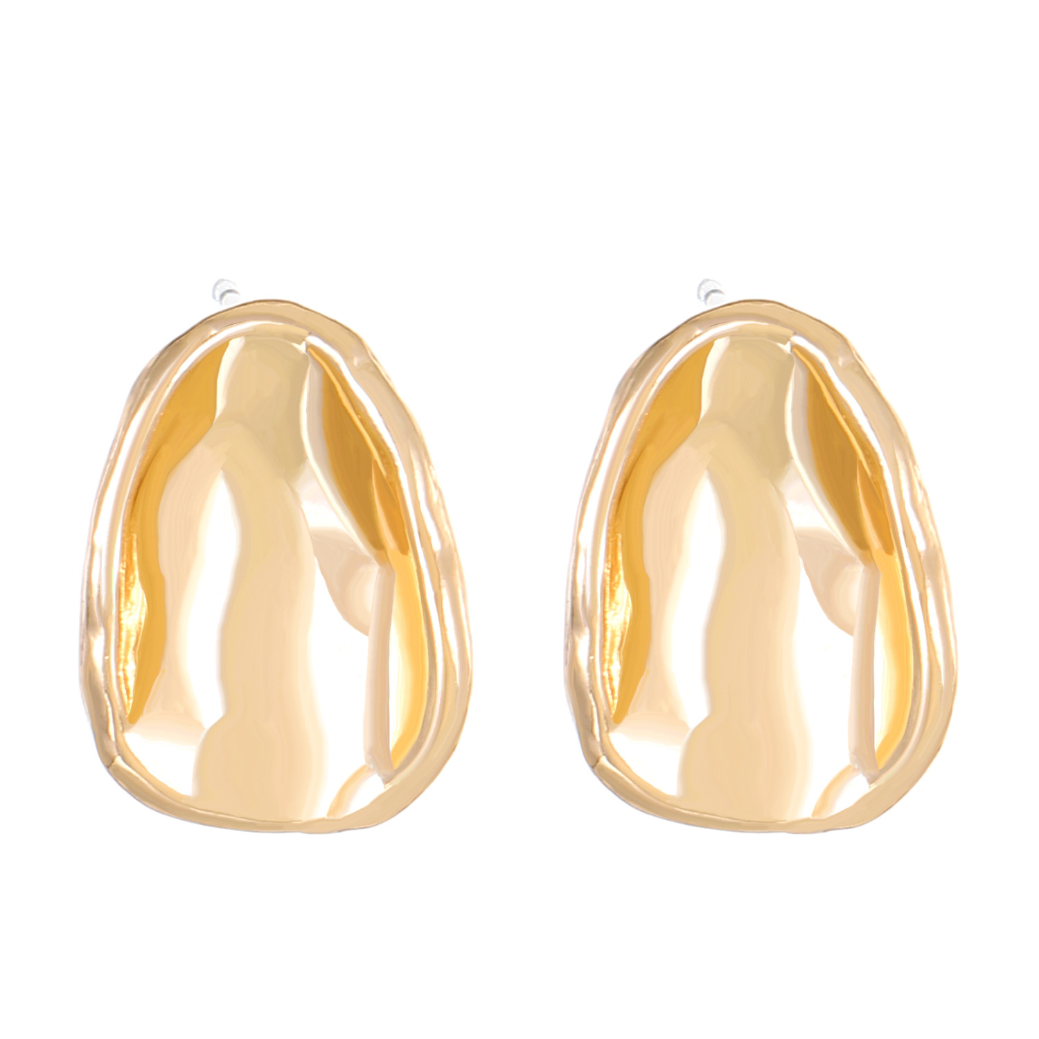 European and American InS-style irregular round piece earrings, French light luxury and niche design, textured ear studs, cross-border earrings Item Picture