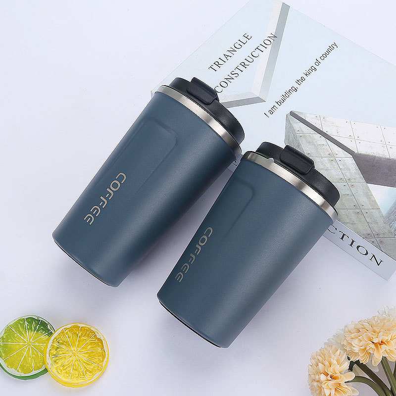 New type of insulated cup, 304 stainless steel coffee cup, vacuum office cup, creative outdoor leisure car cup, printed text details Picture