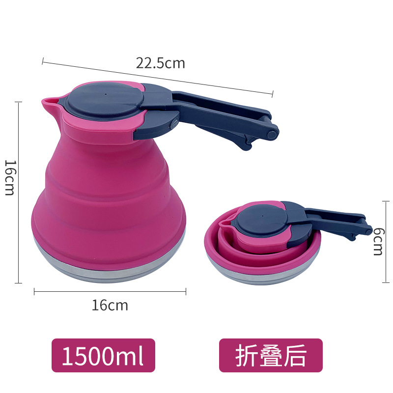 Outdoor creative portable foldable silicone water kettle 1500ml large-capacity travel, camping and picnic water kettle Application Scenario