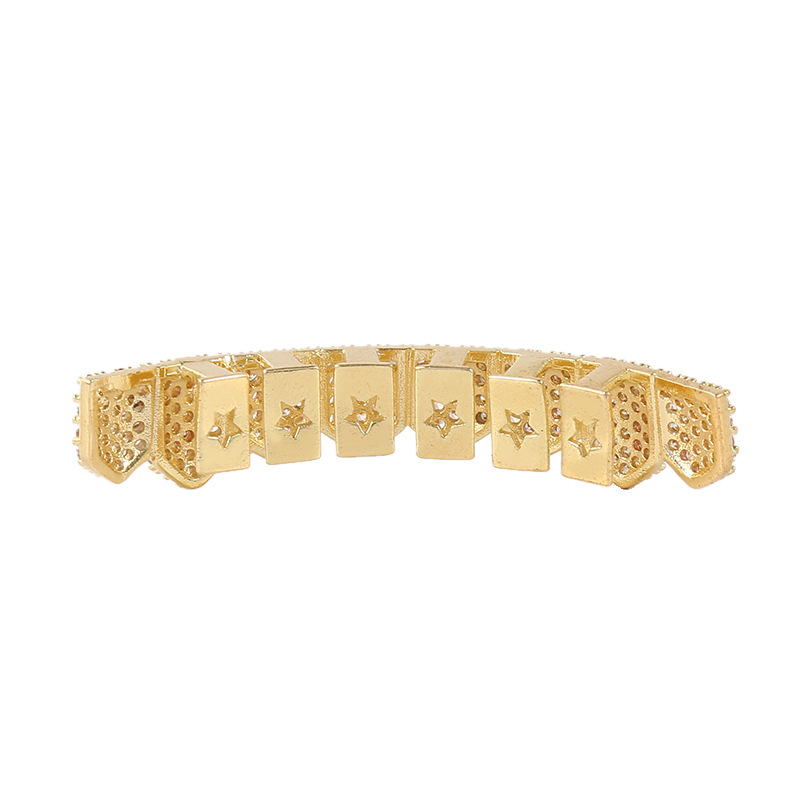New gold-plated 4A micro-inlaid zircon hip-hop diamond gold dentures for men and women, Halloween dentures Grills Item Picture