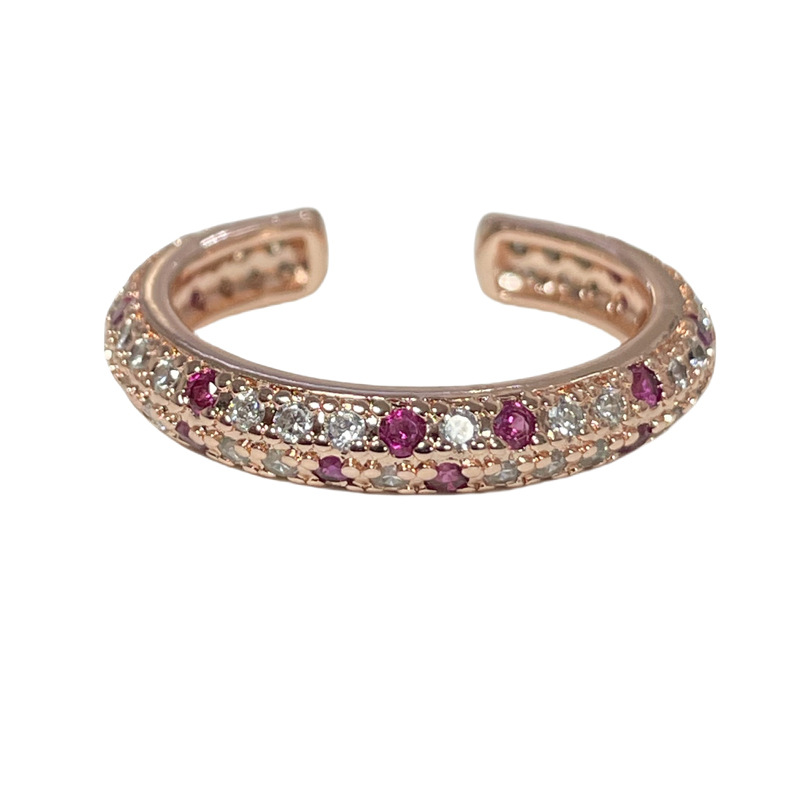 A retro brushed heart rose red zircon fashion open-top ring with a cold and elegant touch for women Item Picture