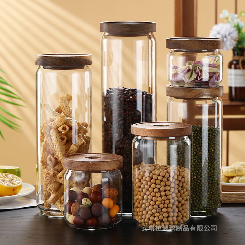 Best-selling food-grade moisture-proof sealed jars, grain jars, tea jars, glass jars with LIDS, food preservation glass bottles Specification drawing