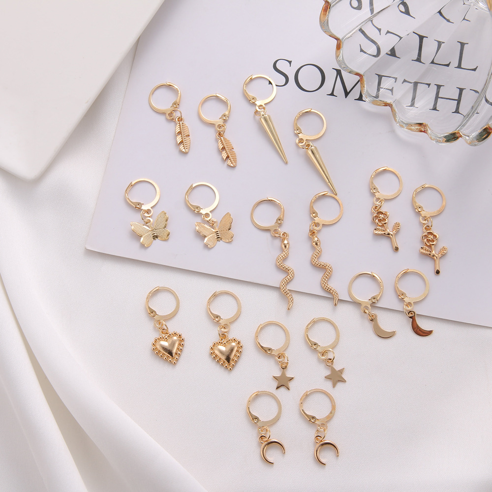 Fashionable butterfly and snake-shaped earrings, cross-border earring accessories, star and moon stud manufacturers details Picture