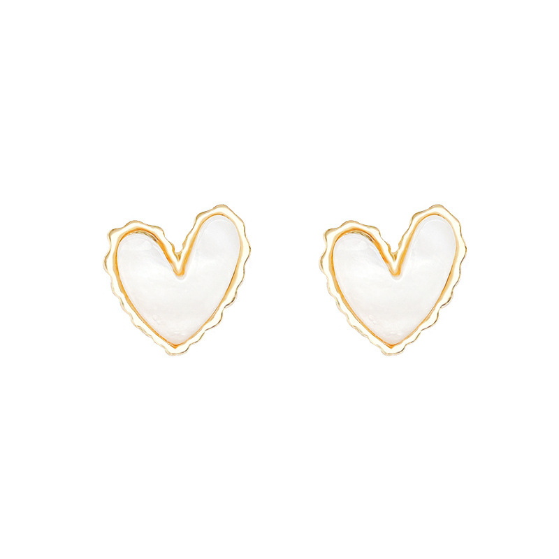 925 Silver Needle Korean new mother-of-pearl heart-shaped earrings, women's ins style, niche design sense, versatile and elegant stud earrings Item Picture