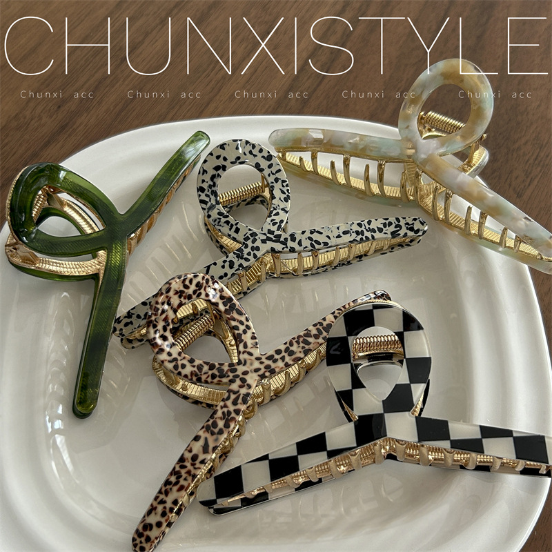 High-end acetate hair clips for women's summer 2023 new style, elegant back head grabber shark clip hair clip headwear Specification drawing