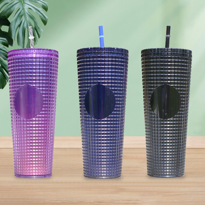 Wholesale of new cross-border fashionable corn cups, portable double-layer multi-color sports water cups, 710ml large-capacity water cups details Picture