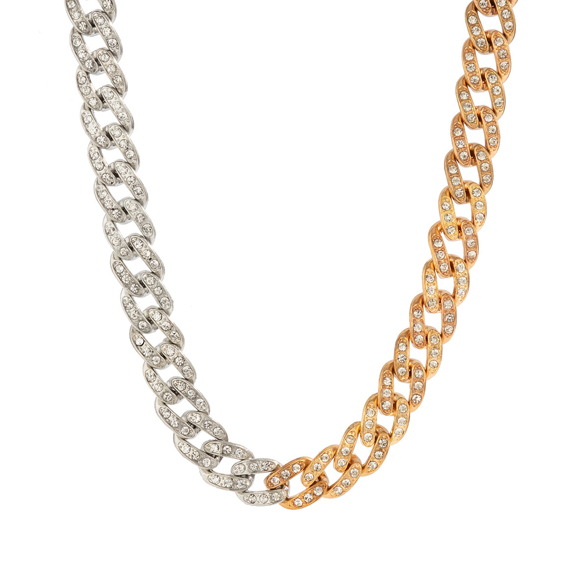 European and American cross-border accessories Hip-hop full diamond Cuban chain punk necklace thick chain neck chain niche necklace Application Scenario