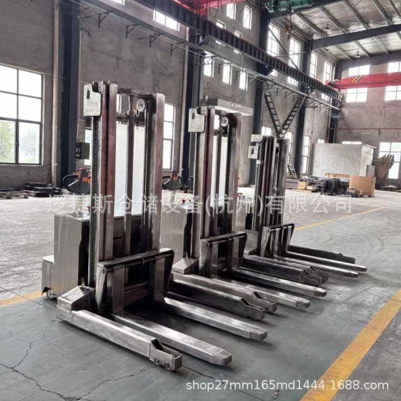 Non-standard 304 stainless steel wide fork leg stacker, 2-ton fully electric walking hydraulic loading and unloading forklift stacker details Picture