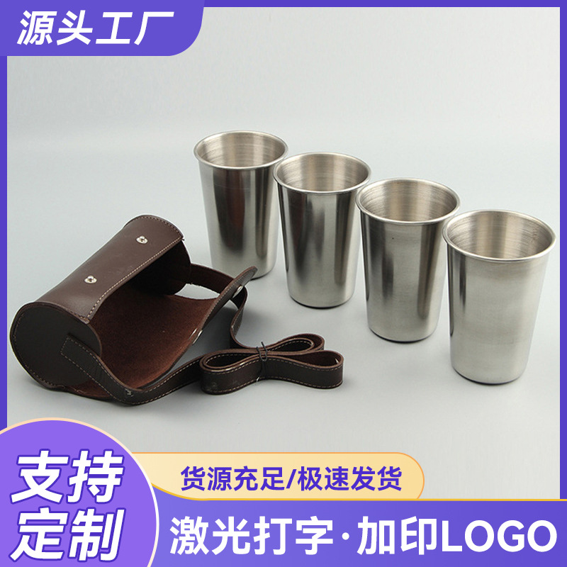 Factory direct supply of stainless steel large cup sets, creative portable travel water cups, stainless steel beer mugs wholesale full figure