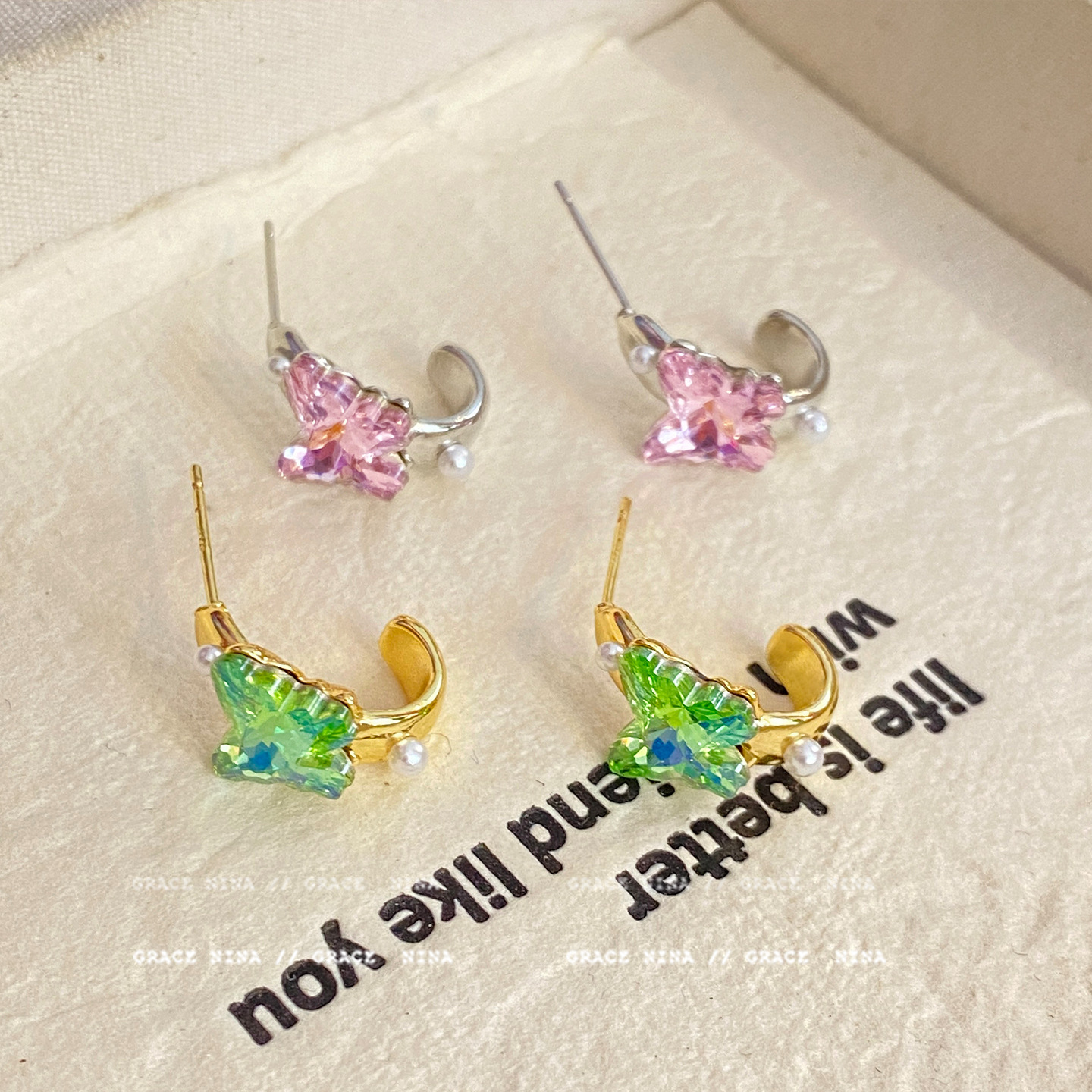 Gentle midsummer! Dopamine zirconium butterfly Stud earrings for Women 2025 New style earrings with unique and niche design sense Specification drawing