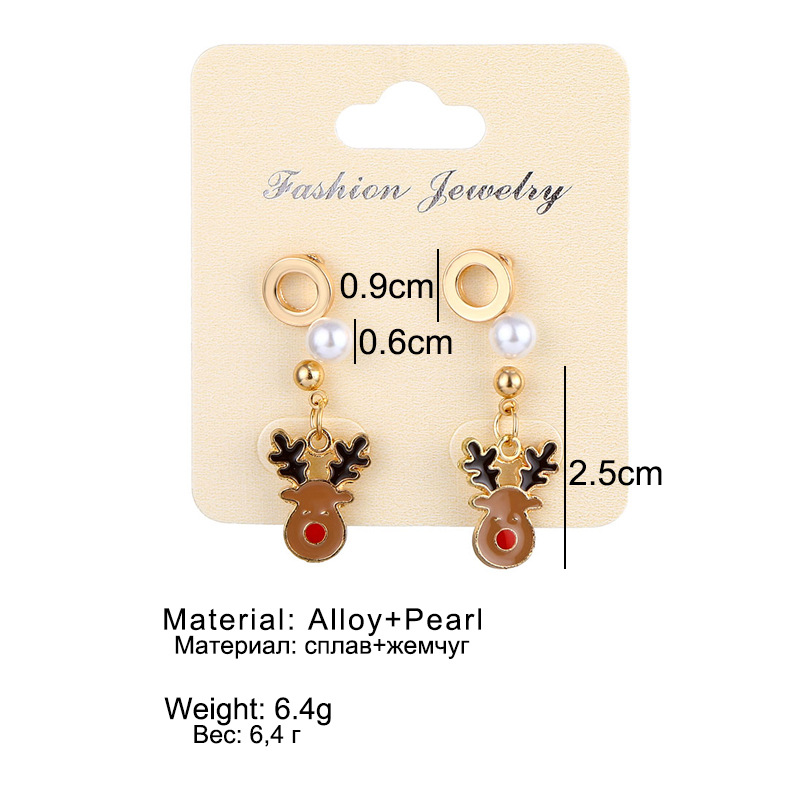 Christmas snowflake elk bell alloy earrings, European and American cross-border Christmas tree resin stud earrings Item Picture