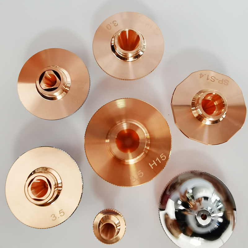 Laser cutting machine nozzles, pipe and plate laser cutting machine accessories, single and double layer pure copper laser nozzle parts Specification drawing