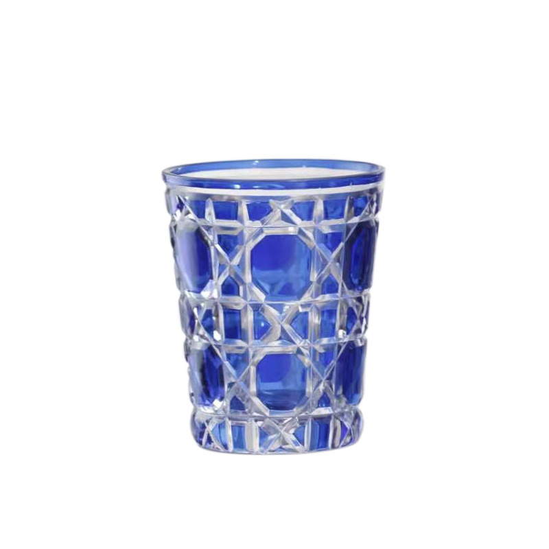 Wholesale of checkered creative whisky glasses, high-end glass foreign wine glasses, beer glasses, and household personalized bar glasses Item Picture