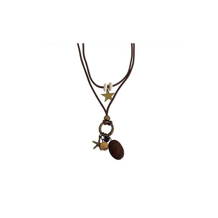 New Chinese-style double-layer star necklace for women, long retro hoodie chain pendant, Bohemian ethnic style neck accessory Item Picture