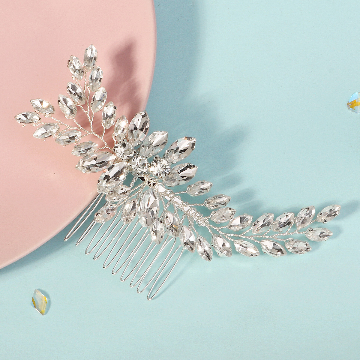 Cross-border new bride accessories: Horse eye water diamond insert comb, wedding performance updo hair accessory, high-end handcrafted comb for women full figure