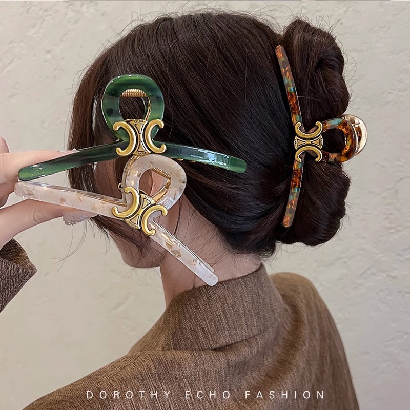 High-end oversized acetate clip women's hair accessory, shark clip at the back of the head, elegant Korean hair clip, high-end headwear Specification drawing