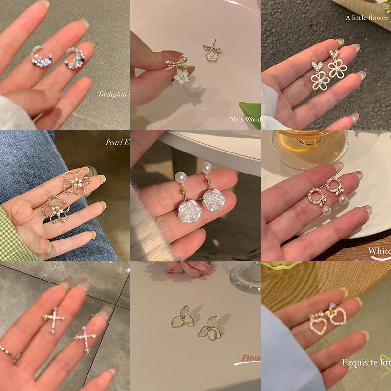 Bow flower earrings, 2025 new trendy and niche design sense, high-end light luxury earrings, women's stud earrings, simple and elegant for women full figure