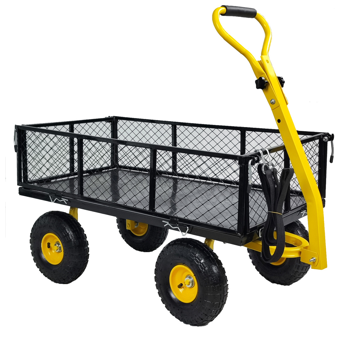 900lb detachable side traction handle steel outdoor towing practical four-wheel garden trolley full figure