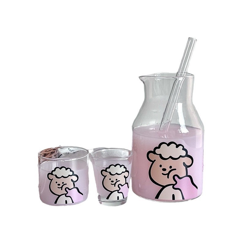 New Year's ins high borosilicate household glass cups, one-person drinking tea sets, glass water sets, gift boxes, couple cups Item Picture