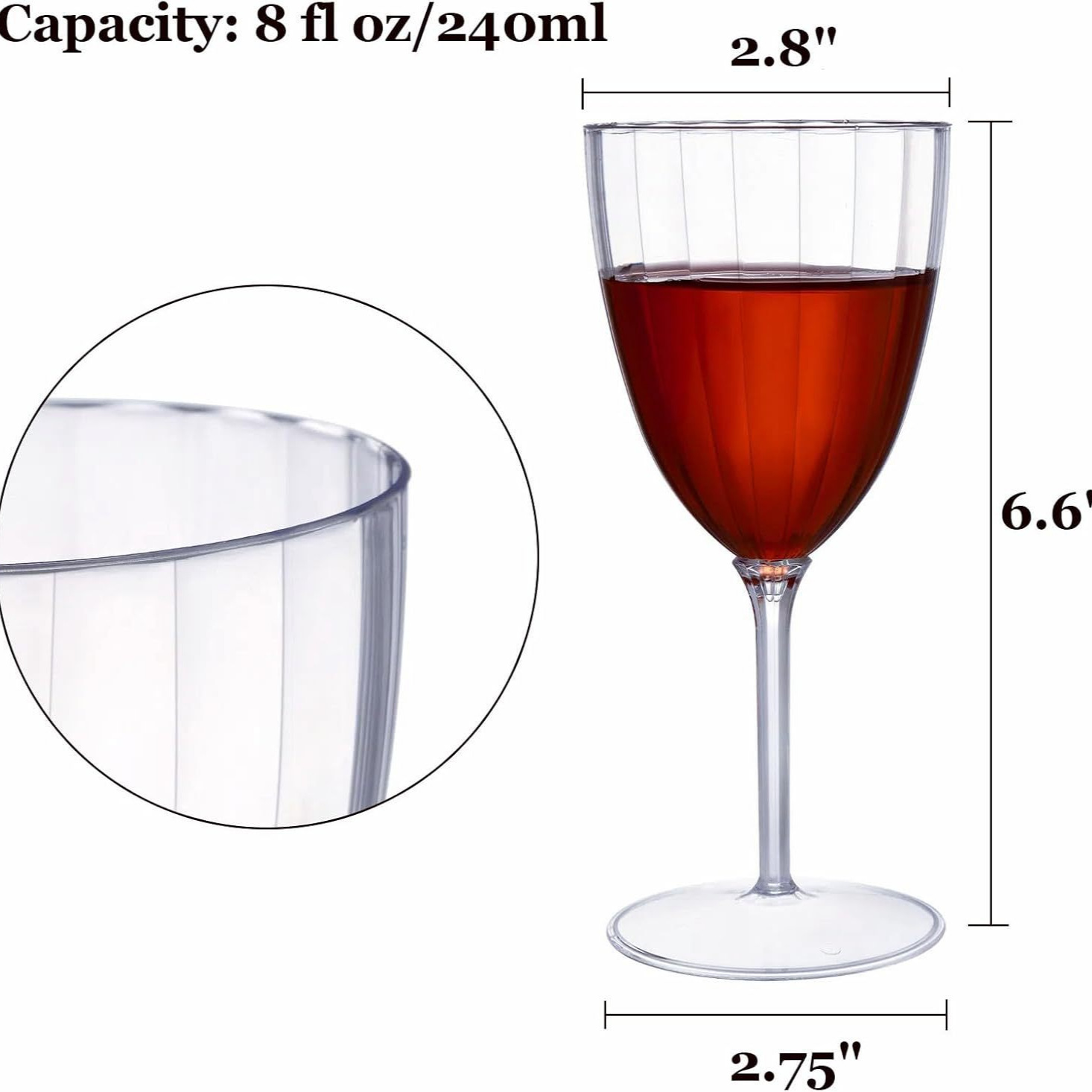 Factory wholesale of 240ML transparent plastic tall wine glasses, disposable glasses, cocktail glasses and party champagne glasses details Picture