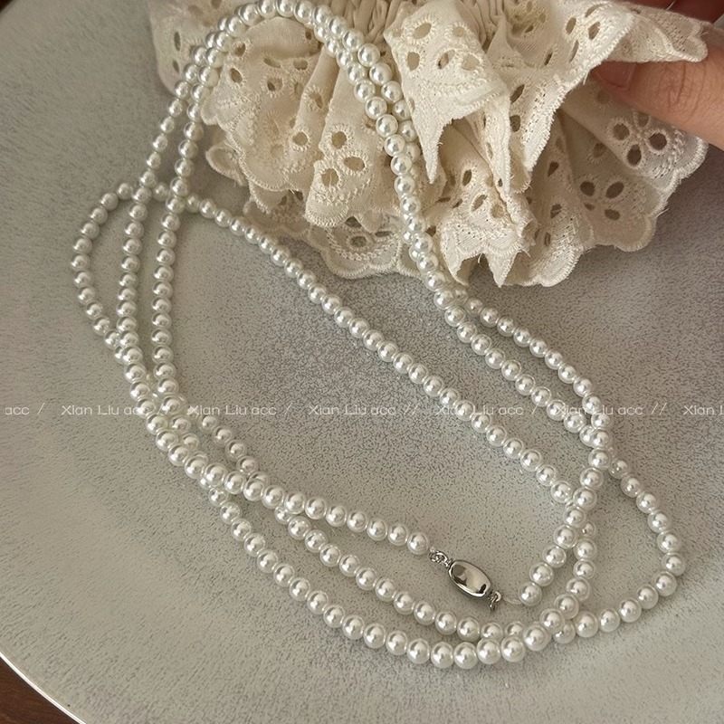 A variety of wearing methods, long pearl necklace, round and bright, with a light luxury and French style Application Scenario