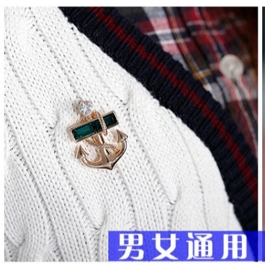 Wholesale of new cross-border fashion full-diamond pirate ship anchor brooches from Europe and America, with unique diamond-encrusted several and other types of brooches Application Scenario