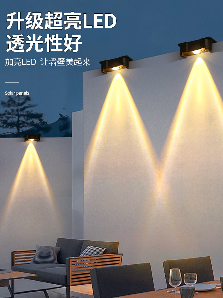 Solar lamps, outdoor lamps, waterproof wall-washing lamps, courtyard fence wall lamps, outdoor lamps for homestays, villas and gardens, a wide variety of decorations Specification drawing