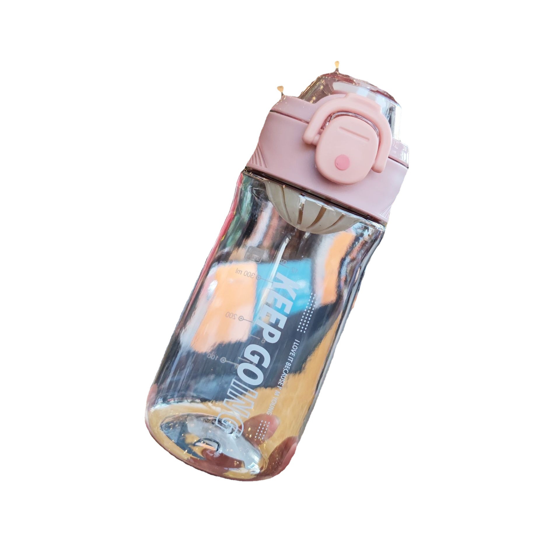 Wholesale of new Korean version outdoor portable handle plastic space cups, men's and women's sports water cups with tea strainers and direct drinking cups Item Picture
