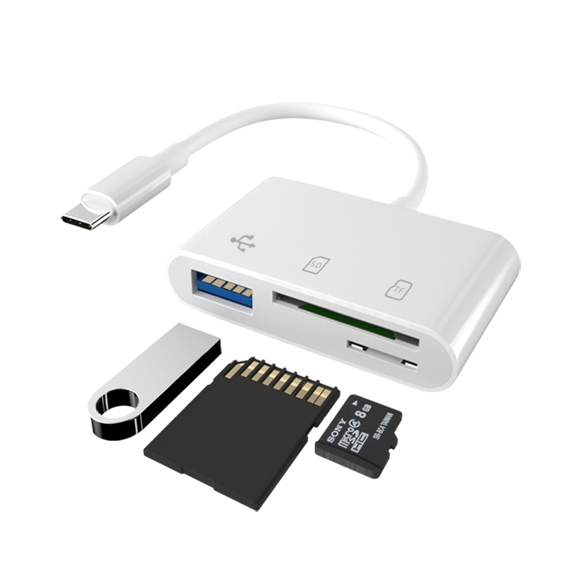 otg card reader 3-in-1 micro usb type c Android USB SD TF Mobile phone tablet connected to camera Item Picture