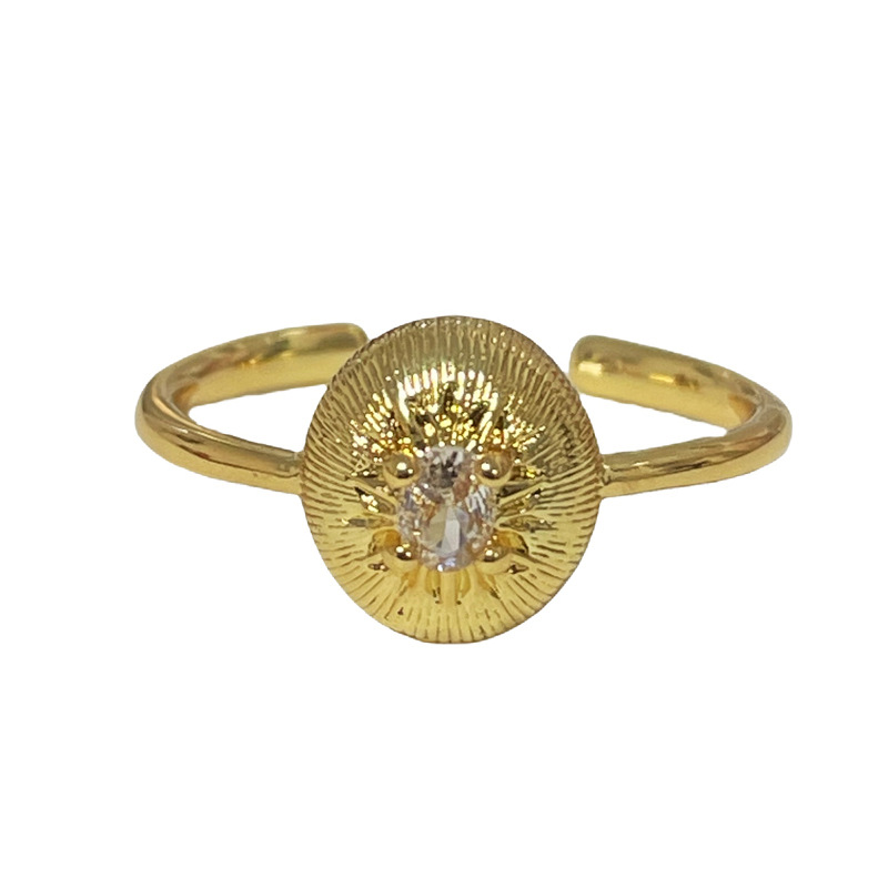 A niche, light luxury and fashionable Italian brushed open ring with a cold and elegant female style, star-shaped oval retro food ring Item Picture